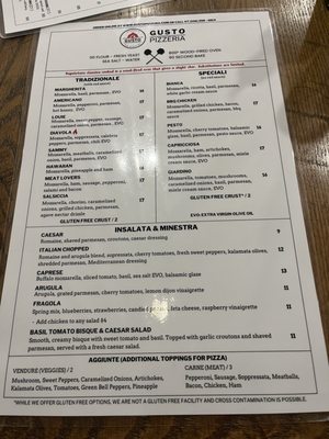 Menu photo 2 Gusto Pizzeria Oak Ridge, NC Menu photo 2 Gusto Pizzeria Oak Ridge, NC