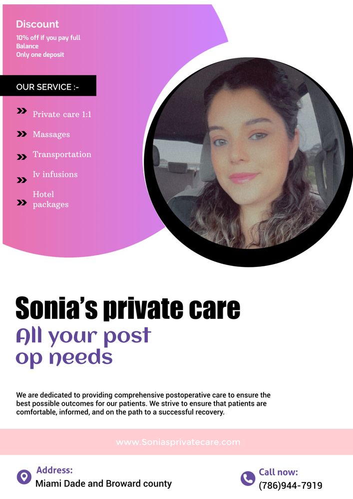 Personal Care Services SONIA’S PRIVATE CARE Updated October 2024