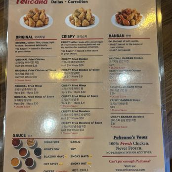Pelicana Chicken - Menu - Chicken Wings Near Me - Carrollton, Texas