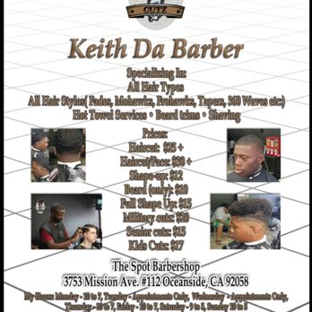 Unique Keith Cutz - Come on and see me.. I have my price guide here so you can check my prices out. And I thank you in advance!! - Barbers Near Me - Oceanside, California Unique Keith Cutz - Come on and see me.. I have my price guide here so you can check my prices out. And I thank you in advance!! - Barbers Near Me - Oceanside, California