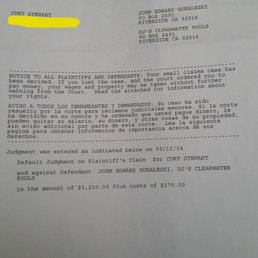 Civil suit which i won. He never paid .