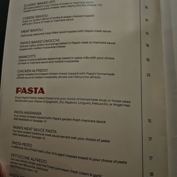 Papa's Italian Restaurant - Menu pg. 3 - Italian Near Me - Prescott, Arizona Papa's Italian Restaurant - Menu pg. 3 - Italian Near Me - Prescott, Arizona