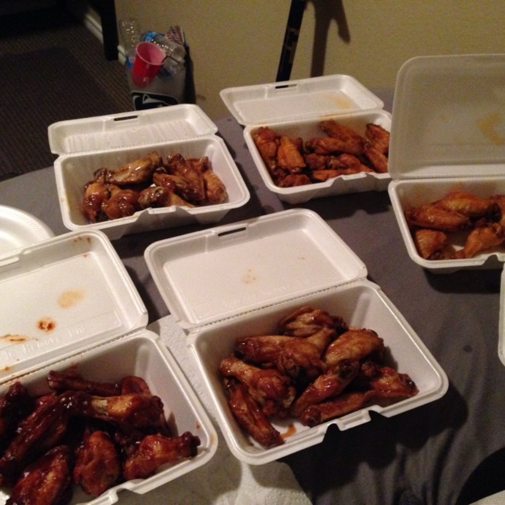 50 wings: teriyaki, mild (2), bbq, and honey mustard! 50 wings: teriyaki, mild (2), bbq, and honey mustard!