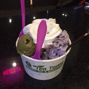 Q Tea Tapas - Taro shaved ice, green tea ice cream, pocky and mochi. Not that making toppings, consistency was weird. - Bubble Tea Near Me - Fort Lee, New Jersey Q Tea Tapas - Taro shaved ice, green tea ice cream, pocky and mochi. Not that making toppings, consistency was weird. - Bubble Tea Near Me - Fort Lee, New Jersey