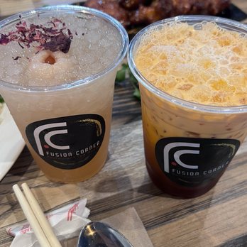 Fusion Corner - lychee rose tea & thai tea - Asian Fusion Near Me - Stanton, California