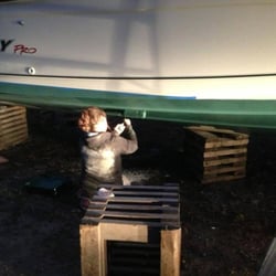 Sechelt Boat Care - Sometimes we Paint in the dark if need be. This job was on a time crunch and took much longer than expected...