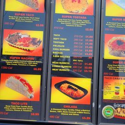 Drive-thru menu