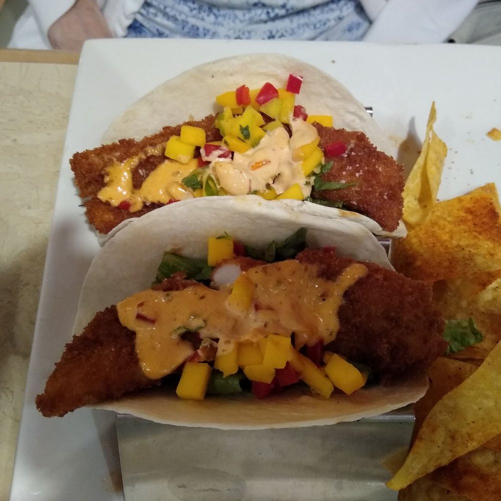 Cloud 9 Restaurant - Fish tacos.. Mom really enjoyed them Chips were spicy - New American Near Me - Augusta, Maine Cloud 9 Restaurant - Fish tacos.. Mom really enjoyed them Chips were spicy - New American Near Me - Augusta, Maine
