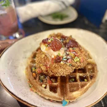 American Social - Fruity Pebbles chicken & waffles - Bars Near Me - Tampa, Florida American Social - Fruity Pebbles chicken & waffles - Bars Near Me - Tampa, Florida