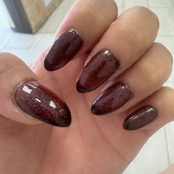 Elite Nails - Almond cat eye dark red - Nail Salons Near Me - Henderson, Nevada Elite Nails - Almond cat eye dark red - Nail Salons Near Me - Henderson, Nevada