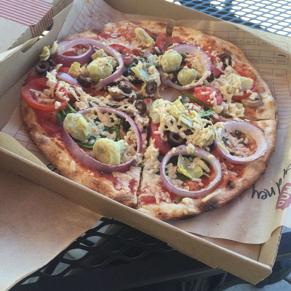 MOD Pizza - A medium pizza with dairy-free cheese, tomatoes, onion, artichoke hearts, olives, mushrooms, spinach, garlic, and basil!! Mmm - Fast Food Near Me - Walnut Creek, California MOD Pizza - A medium pizza with dairy-free cheese, tomatoes, onion, artichoke hearts, olives, mushrooms, spinach, garlic, and basil!! Mmm - Fast Food Near Me - Walnut Creek, California
