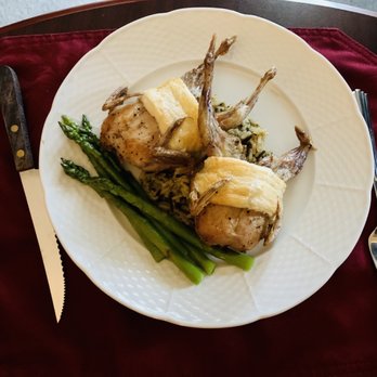 Shiloh Morning Inn - Bacon and almond stuffed quail - Bed & Breakfast Near Me - Ardmore, Oklahoma Shiloh Morning Inn - Bacon and almond stuffed quail - Bed & Breakfast Near Me - Ardmore, Oklahoma