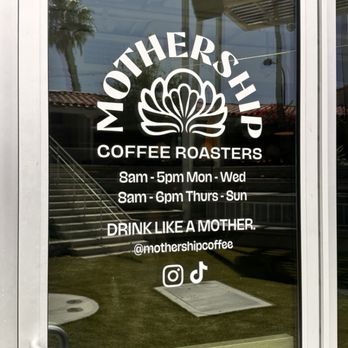 Mothership Coffee Roasters - Hours & Socials on the front door. - Coffee Roasteries Near Me - Las Vegas, Nevada Mothership Coffee Roasters - Hours & Socials on the front door. - Coffee Roasteries Near Me - Las Vegas, Nevada