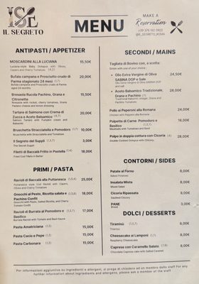 Menu photo 2 Il Segreto Rome, RM Menu photo 2 Il Segreto Rome, RM