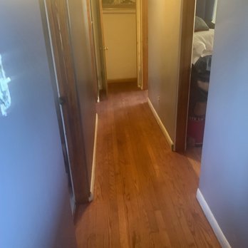 Mr. Sandless of Youngstown - Hallway after start of refinish - Refinishing Services Near Me - Boardman, Ohio Mr. Sandless of Youngstown - Hallway after start of refinish - Refinishing Services Near Me - Boardman, Ohio