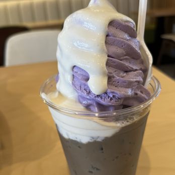 Premium Matcha Cafe Maiko - Hojicha latte with ube ice cream and cheese cream on top. - Ice Cream & Frozen Yogurt Near Me - Tempe, Arizona Premium Matcha Cafe Maiko - Hojicha latte with ube ice cream and cheese cream on top. - Ice Cream & Frozen Yogurt Near Me - Tempe, Arizona
