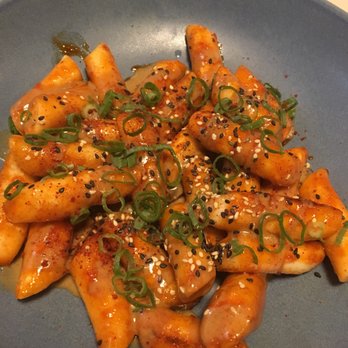 Lucky Bao - Korean rice cake with sweet Korean chilli sauce, smoked sesame miso sauce, shallot - Taiwanese Near Me - Gold Coast, QLD Lucky Bao - Korean rice cake with sweet Korean chilli sauce, smoked sesame miso sauce, shallot - Taiwanese Near Me - Gold Coast, QLD