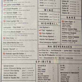 Kaimuki Shokudo - Drink menu as of 2.14.25 - Japanese Near Me - Honolulu, Hawaii