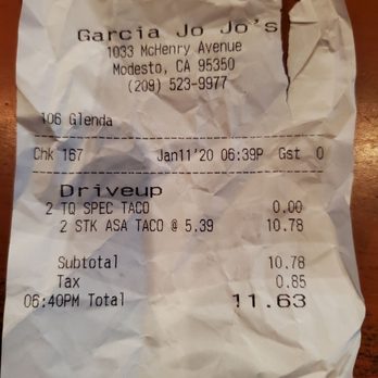 Garcia JoJo's - Almost $12 for two fast food Taco's!!!! - Mexican Near Me - Modesto, California Garcia JoJo's - Almost $12 for two fast food Taco's!!!! - Mexican Near Me - Modesto, California