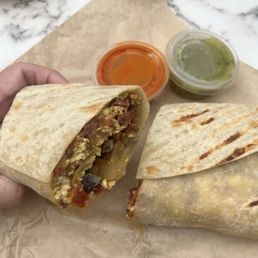 Big Breakfast Burrito with Bacon, egg, cheese, potato