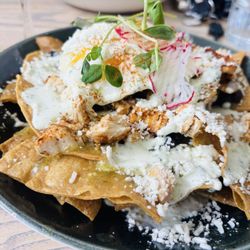Chilaquiles with Blackened Chicken.