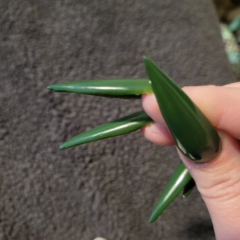 Paris Nails - Thick and misshapen from any angle that isn't the top/bottom. Sharp pieces of extra acrylic on the edges. - Nail Salons Near Me - Moreno Valley, California