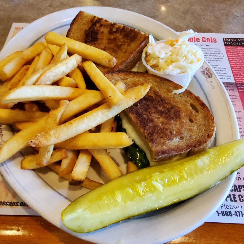 Yetter's Diner - Grilled cheese sandwich with spinach and a side of fries - Diners Near Me - Augusta, New Jersey