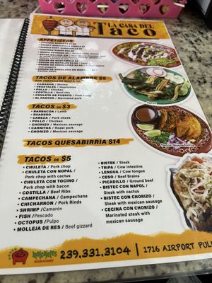Menu photo 5 La Casa Del Taco Naples, FL