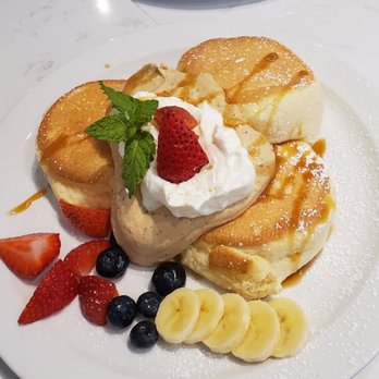 Hanabusa Cafe - Earl Grey and caramel pancake in front. Matcha pancake in back - Pancakes Near Me - Chicago, Illinois Hanabusa Cafe - Earl Grey and caramel pancake in front. Matcha pancake in back - Pancakes Near Me - Chicago, Illinois