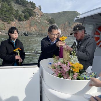 Marin Memorial Services - First mate Jim helping me prepare the urn for the scattering. - Boat Charters Near Me - Sausalito, California