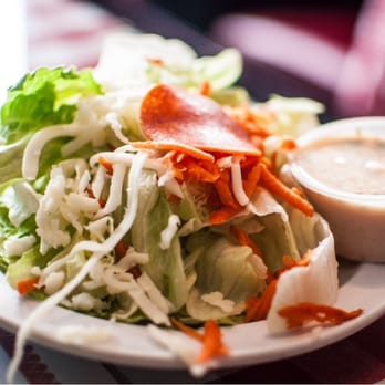 Pizza D'Oro - Small salad with the lunch special and the BEST dressing on the side | mixed ranch and Italian dressing - Pizza Near Me - Costa Mesa, California