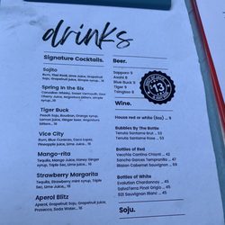 Neon Tiger - Drinks menu