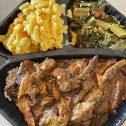 OooH Wee Sweet Tea - Smothered Pork Chops w/ Rice Collard Greens & Mac