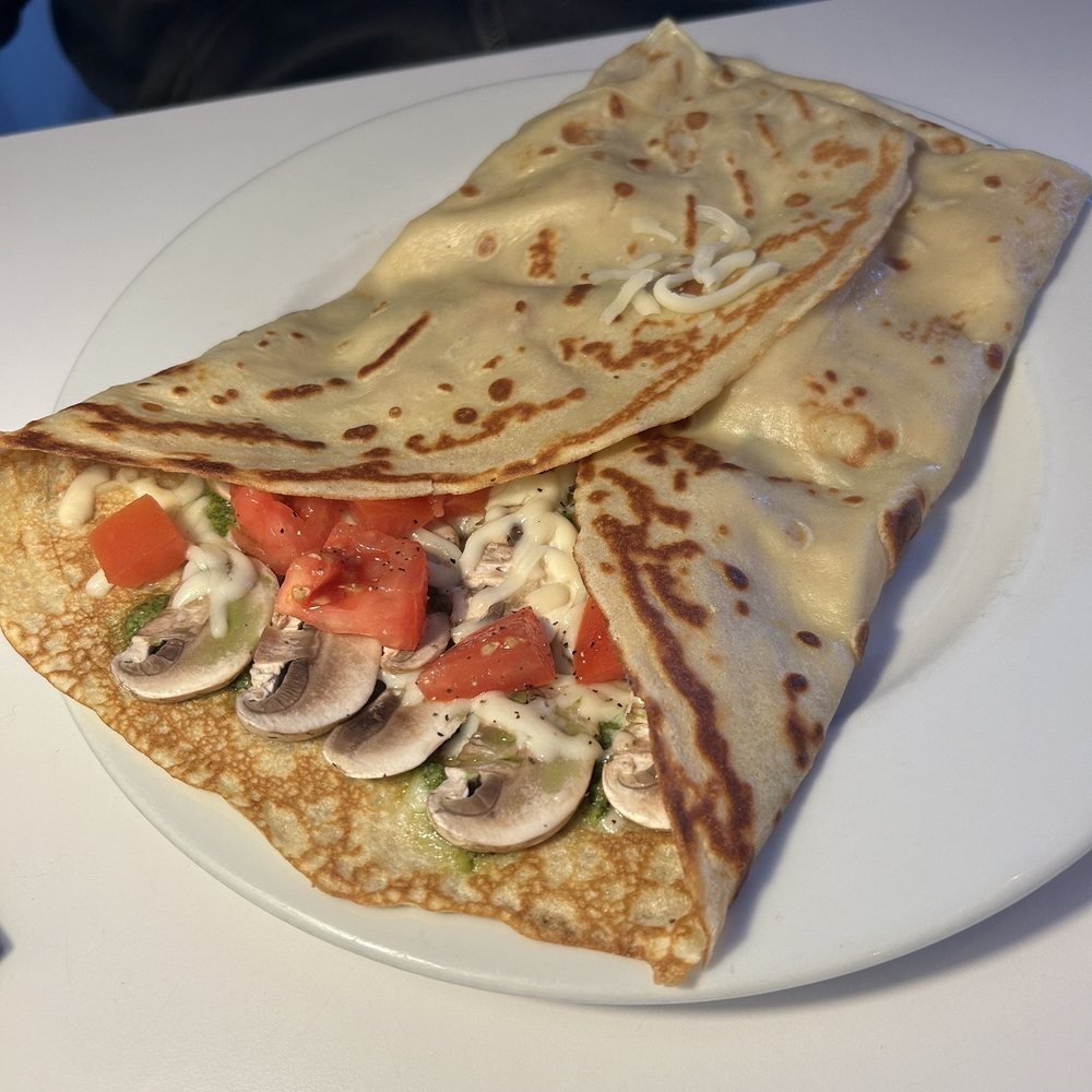 Cafe Javasti - Tomato , Mushroom , Pesto , And Mozzarella crepe - Bakeries Near Me - Seattle, Washington Cafe Javasti - Tomato , Mushroom , Pesto , And Mozzarella crepe - Bakeries Near Me - Seattle, Washington