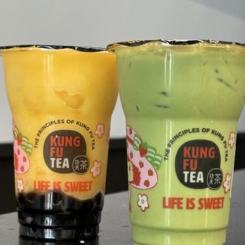 Kung Fu Tea - Matcha KF Milk Tea Passion Fruit Slush - Bubble Tea Near Me - North Miami, Florida