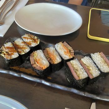 Noreetuh - Unagi Musubi (OL), pork jowl musubi, Classic Spam Musubi (OL) - New American Near Me - New York, New York Noreetuh - Unagi Musubi (OL), pork jowl musubi, Classic Spam Musubi (OL) - New American Near Me - New York, New York