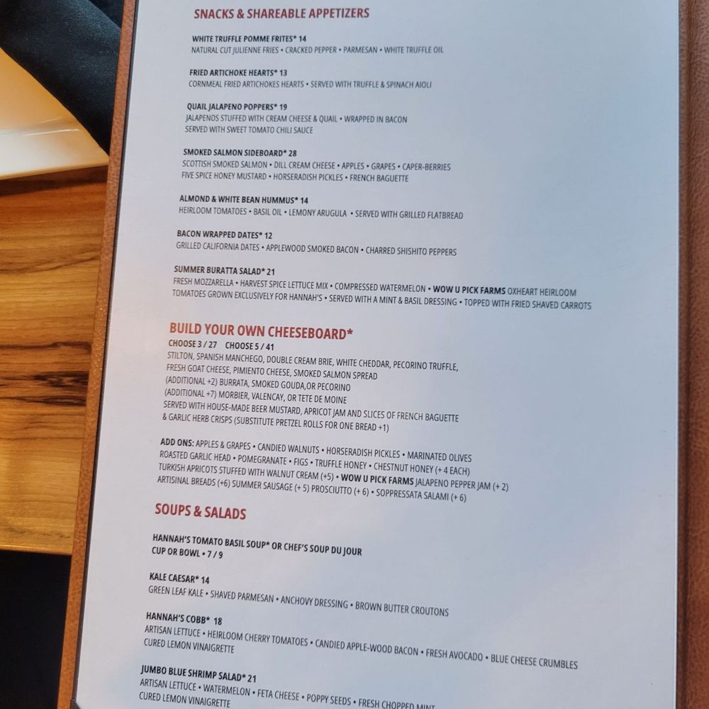 Hannah's Off The Square - Menu - New American Near Me - Denton, Texas Hannah's Off The Square - Menu - New American Near Me - Denton, Texas