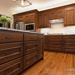 Crown Cabinetry - Beautiful Kitchen Reface done with Cherry wood, stained with a glaze.