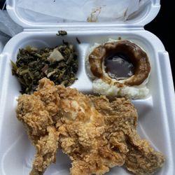 Callahan Barbecue - 1/2 Chicken Plate, Mashed Potatoes & Gravy, Turnip Greens