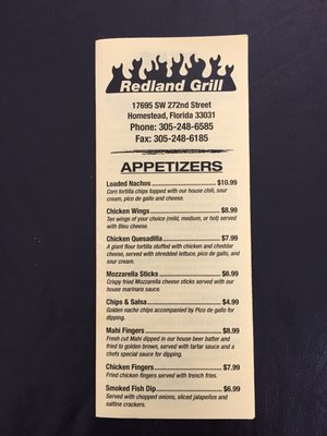 Menu photo 1 Redland Grill Homestead, FL