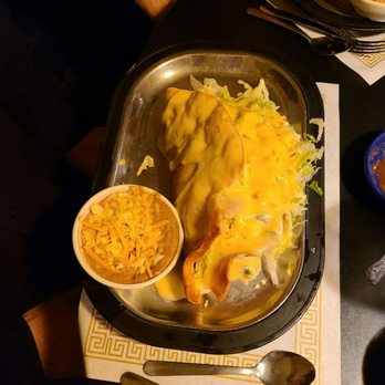 Acapulco Mexican Restaurant - King Taco topped w/ white queso & beans - Mexican Near Me - Newton, Kansas
