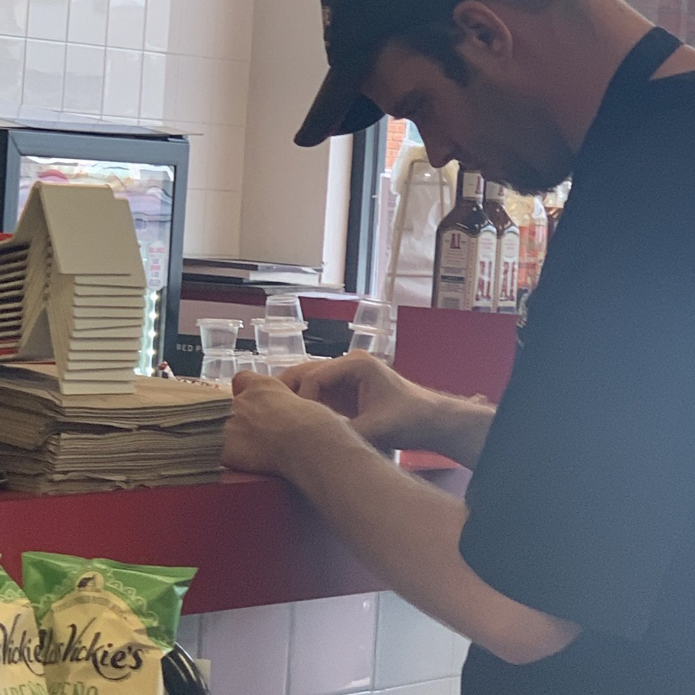 Firehouse Subs - When the employees drops the small condiment cups on the floor, picks them up, and proceeds to stack and play in them--Nasty!! - Sandwiches Near Me - Warner Robins, Georgia