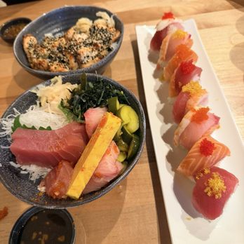 Hideo Sushi - Furikake salmon and deluxe bowl! Delicious - Sushi Bars Near Me - Hilo, Hawaii