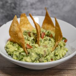 Guacamole with chips
made to order
cilantro
tomato
onion 
jalapeno