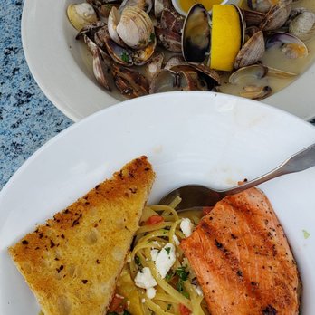 Doc's Marina Grill - Clams! And Linguine with grilled Salmon! - American Near Me - Bainbridge Island, Washington Doc's Marina Grill - Clams! And Linguine with grilled Salmon! - American Near Me - Bainbridge Island, Washington