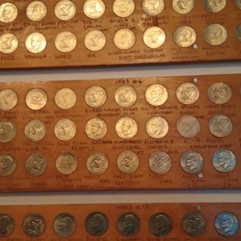 50,000 Silver Dollar Bar - Note that the newer donations are Eisenhower dollars...not entirely 'silver'. - Bars Near Me 50,000 Silver Dollar Bar - Note that the newer donations are Eisenhower dollars...not entirely 'silver'. - Bars Near Me