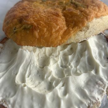 Shirley's Bagels - Jalapeño with cheese and cream cheese bagela - Bagels Near Me - Costa Mesa, California