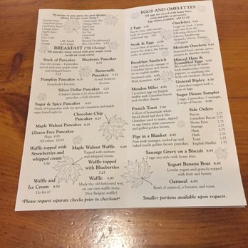 Maple Sugar & Vermont Spice - Breakfast menu. They also serve lunch and have daily specials - Specialty Food Near Me - Mendon, Vermont Maple Sugar & Vermont Spice - Breakfast menu. They also serve lunch and have daily specials - Specialty Food Near Me - Mendon, Vermont