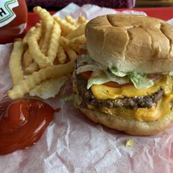 Ray's Drive-In - Double cheeseburger deluxe with olives