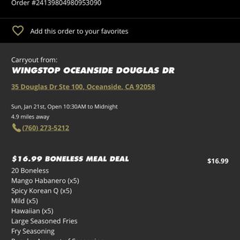 Wingstop - It says "COMPLETED" but I haven't got my food. -.-" - Chicken Wings Near Me - Oceanside, California Wingstop - It says "COMPLETED" but I haven't got my food. -.-" - Chicken Wings Near Me - Oceanside, California